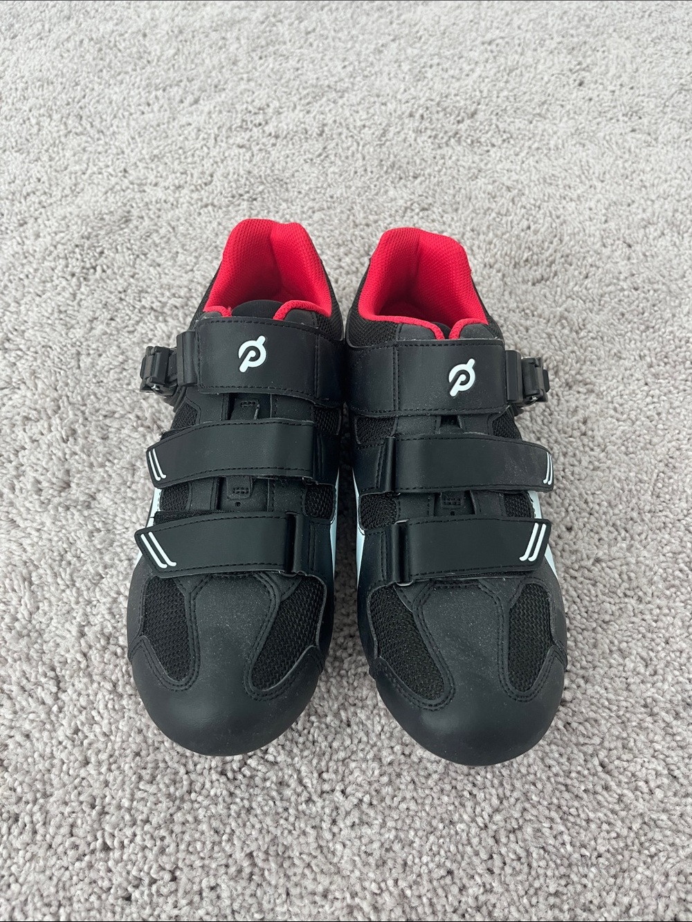 Peloton Men's Black and Red Athletic Cycling Shoes